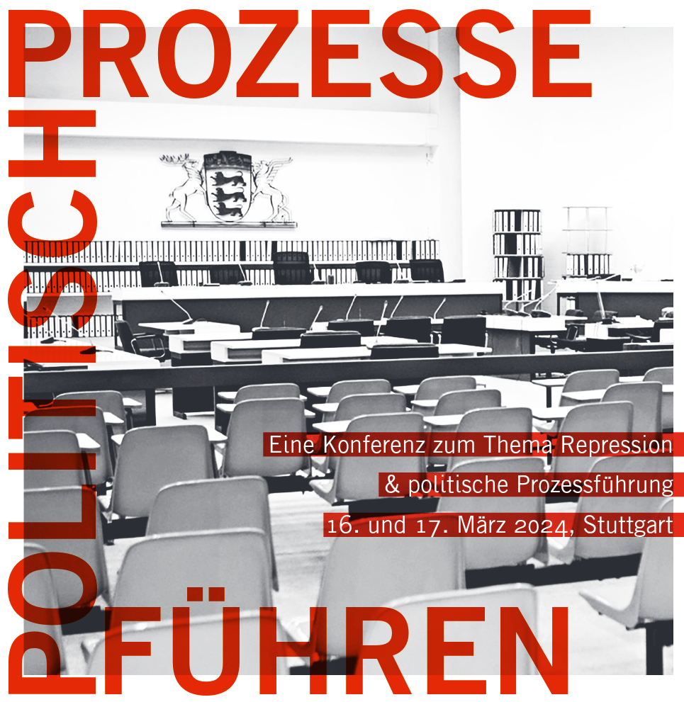 Das Sharepic zur Konferenz zeigt einen leeren Gerichtssaal