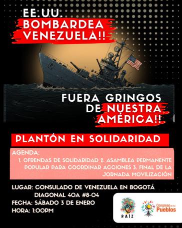 Plakat für Bogotá mit Angaben zum Protest