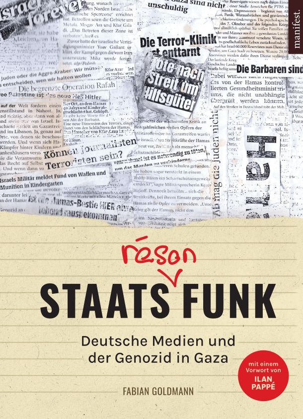 Das Buchcover zeigt eine Collage mit Schlagzeilen verschiedener Zeitungen zum Thema sowie Buchtitel, Autor und Vorwortautor sowie Verlagsangaben