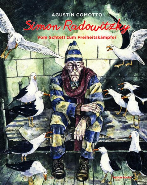 Das Cover der gebundenen Ausgabe zeigt den Protagonisten in Gefängniskleidung auf einer Pritsche, um ihn herum sitzen und fliegen Möwen